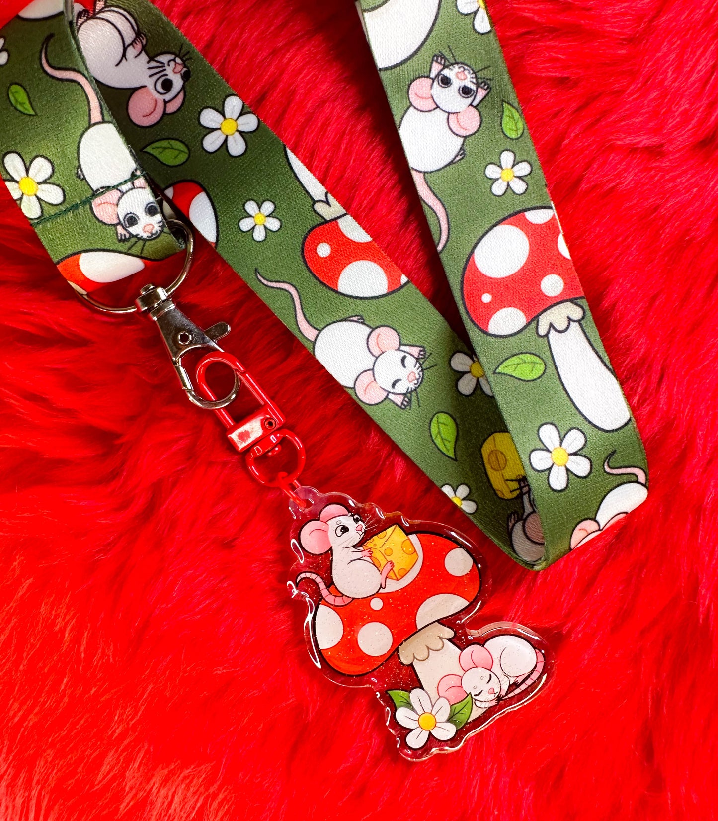 Mushroom Mice Lanyard