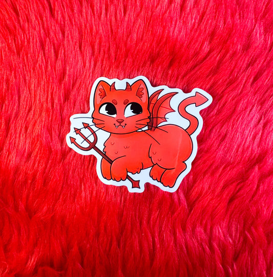 Devil Cat Vinyl Sticker