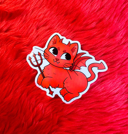 Devil Cat Vinyl Sticker