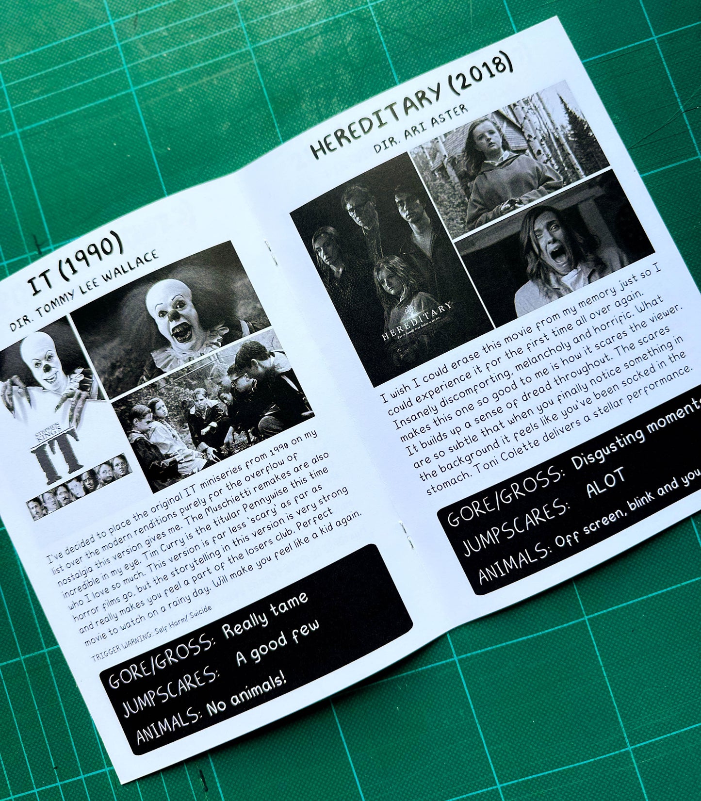 'A list of my Favourite Horror Movies' Zine