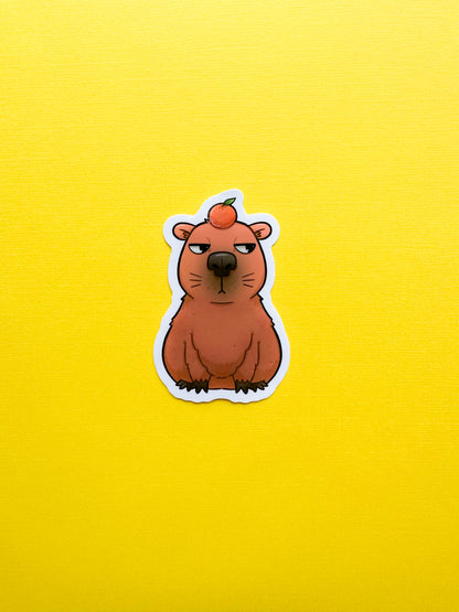 Orange Capybara Vinyl Sticker
