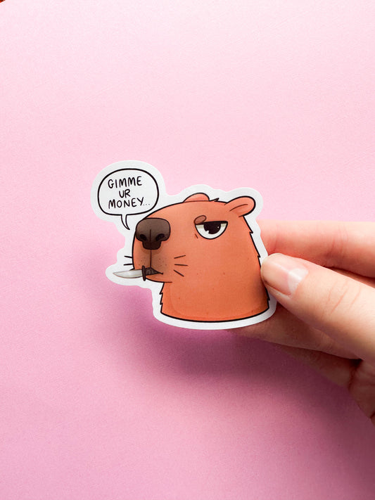 Knife Capybara Vinyl Sticker