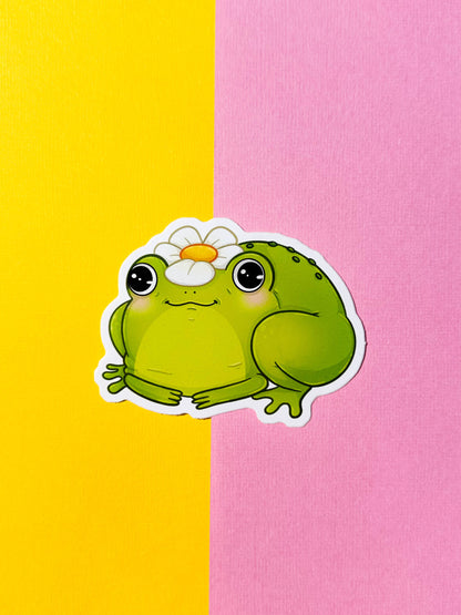 Daisy Frog Vinyl Sticker