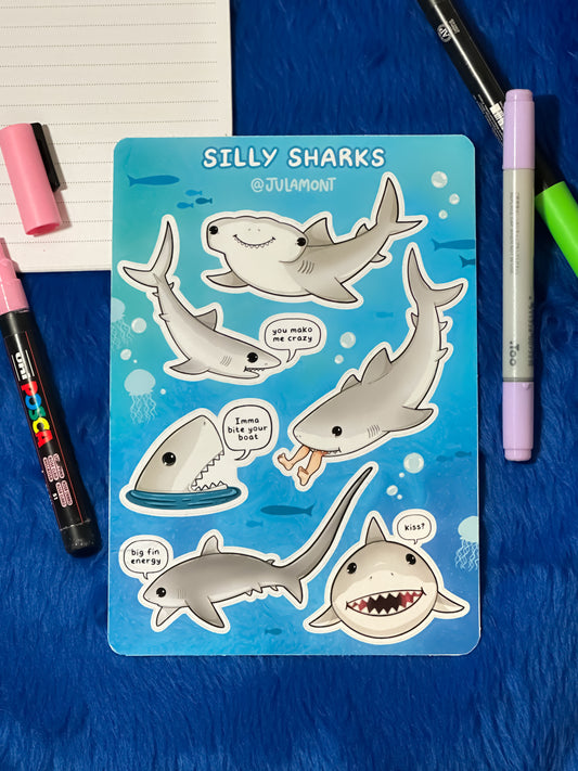 Silly Sharks Sticker Sheet
