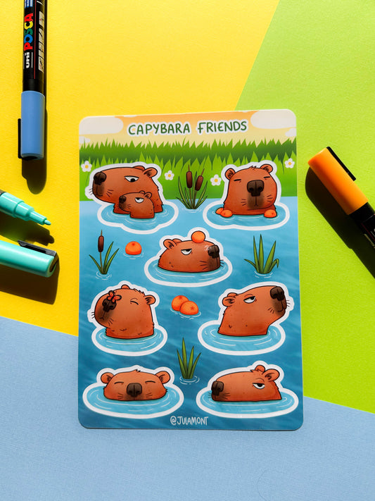 Capybara Friends Sticker Sheet