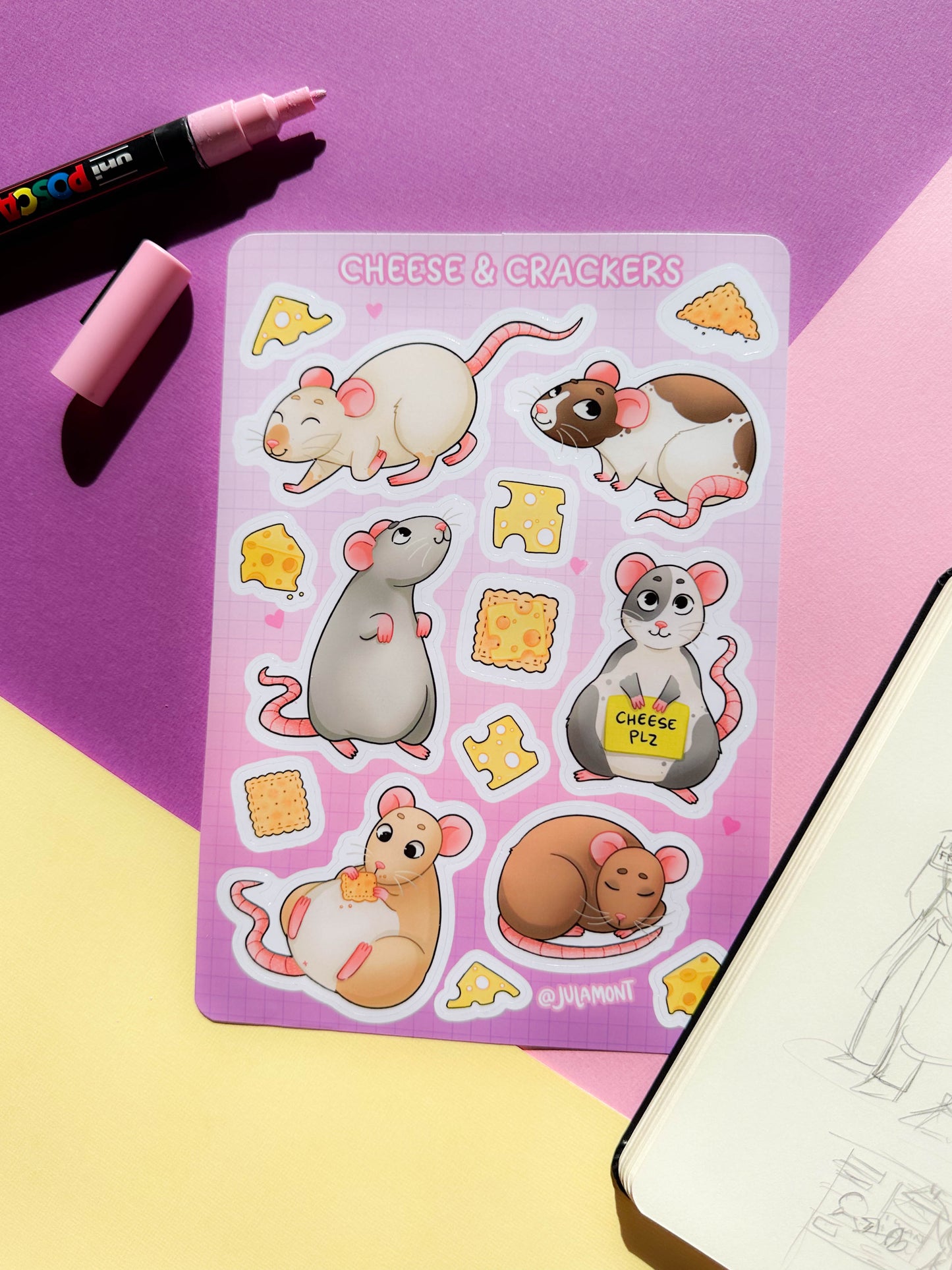 Cheese and Cracker Rats Sticker Sheet