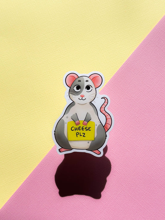Cheese Pls Rat Vinyl Sticker